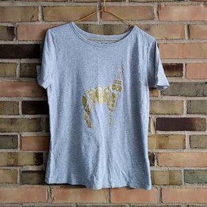 LOFT Llama Tshirt, XS, gray